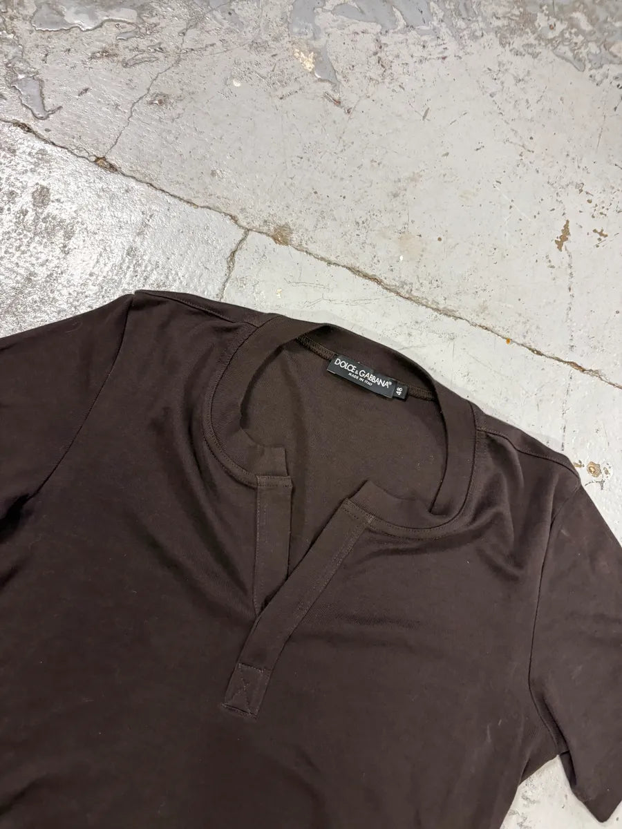 Dolce & Gabbana Taupe Brown Henley T-Shirt  MmuZMrs 3
