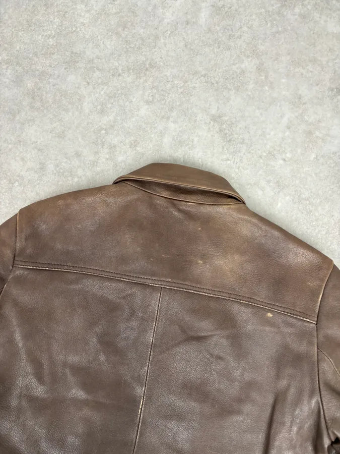 2010s Dolce & Gabbana Brown Taupe Leather Bomber Jacket NYBLKhx 5