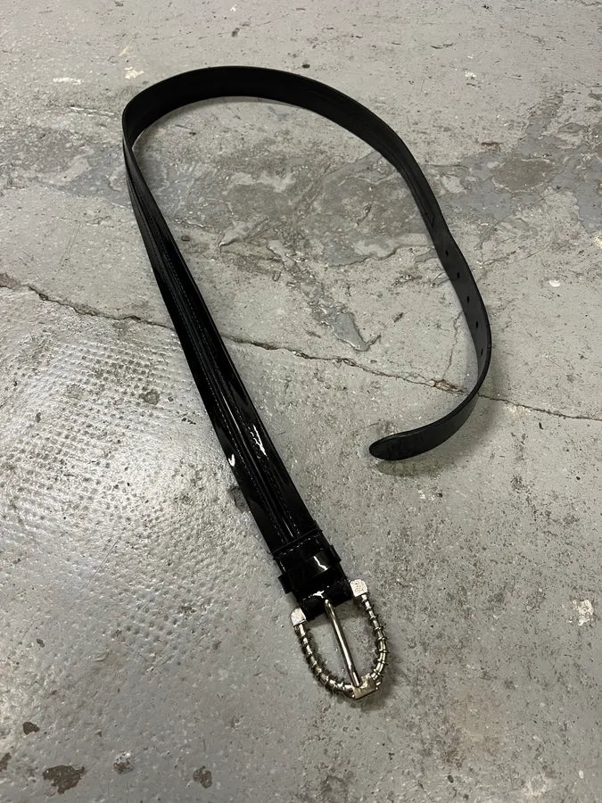 Dolce & Gabbana Tornado Buckle Black Leather Belt (OS) fbBiWkW 3