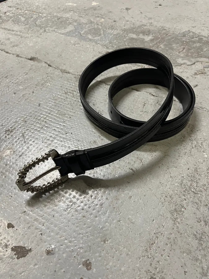 Dolce & Gabbana Tornado Buckle Black Leather Belt (OS) fbBiWkW 4