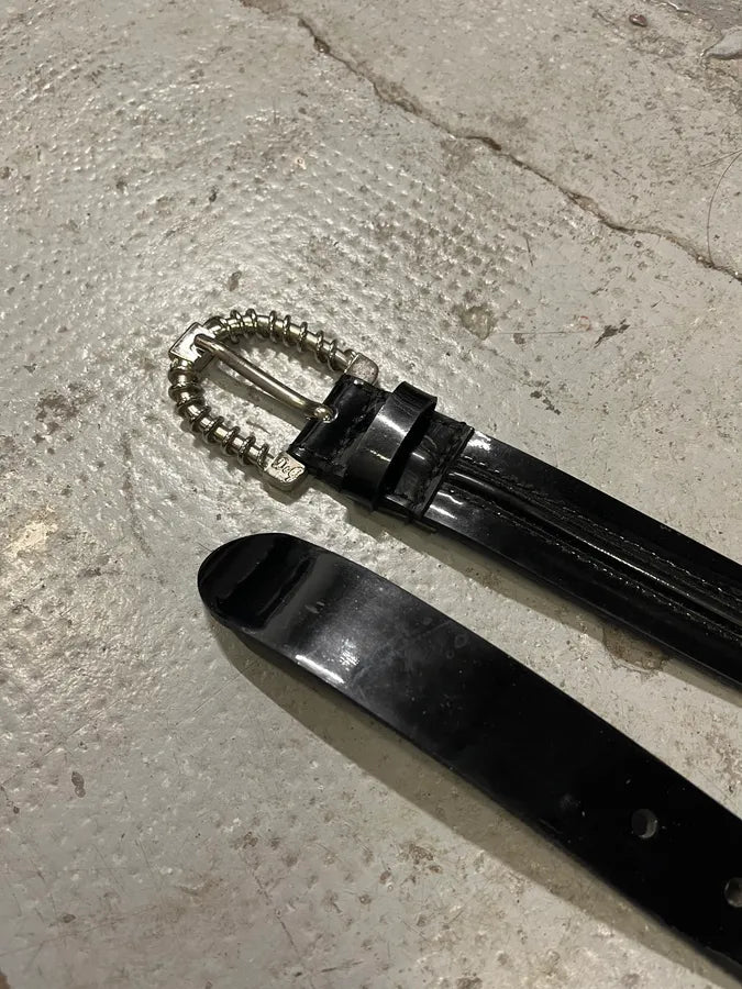 Dolce & Gabbana Tornado Buckle Black Leather Belt (OS) fbBiWkW 5