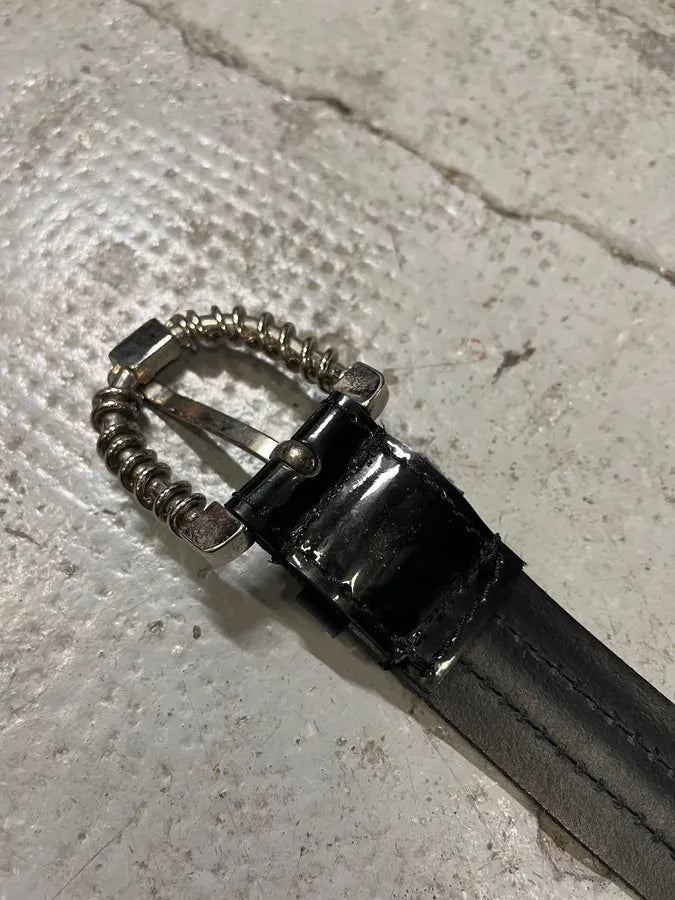 Dolce & Gabbana Tornado Buckle Black Leather Belt (OS) fbBiWkW 6