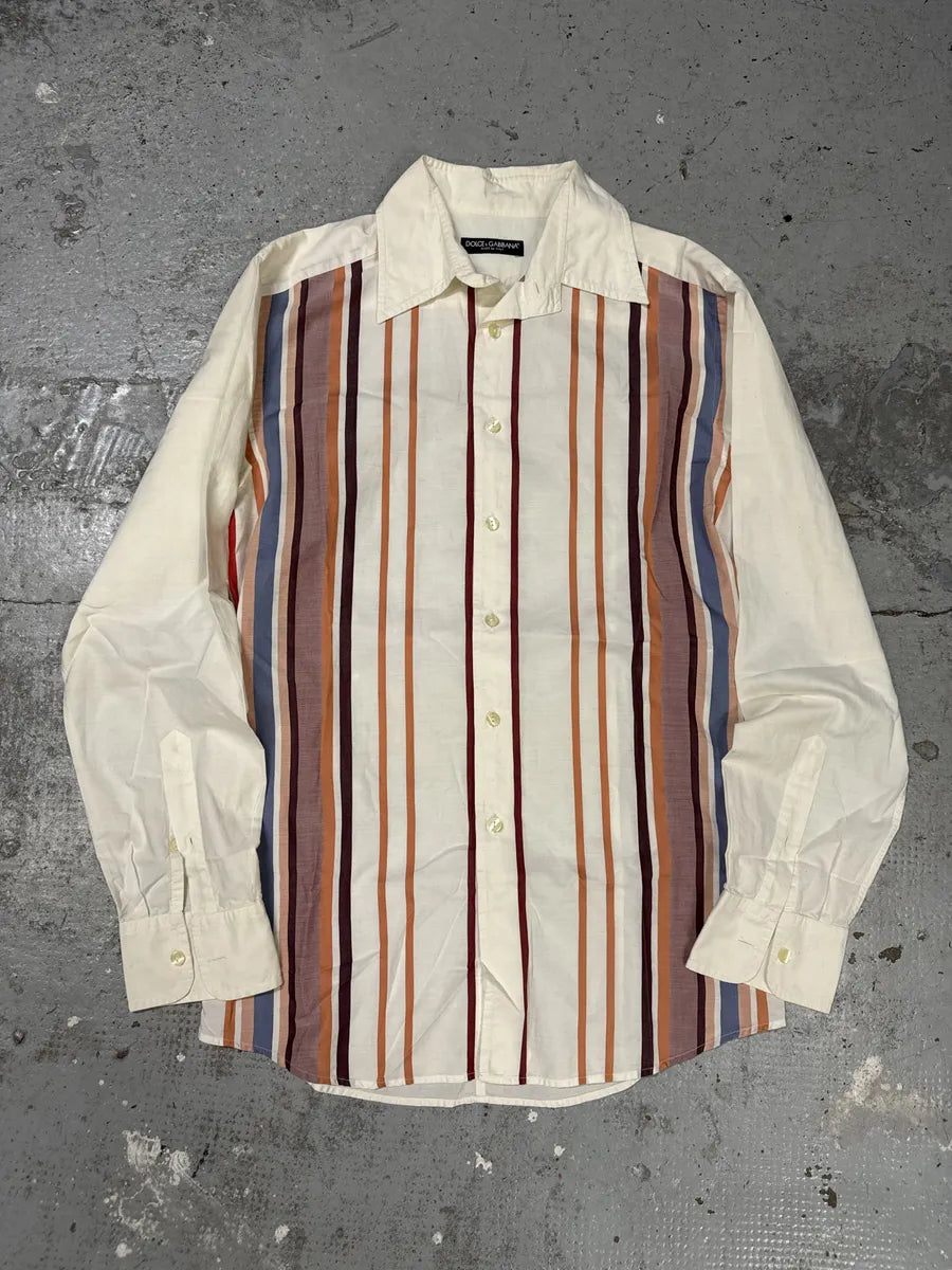 Dolce & Gabbana Vertical Lines Orange White Shirt sIHUrZf 0