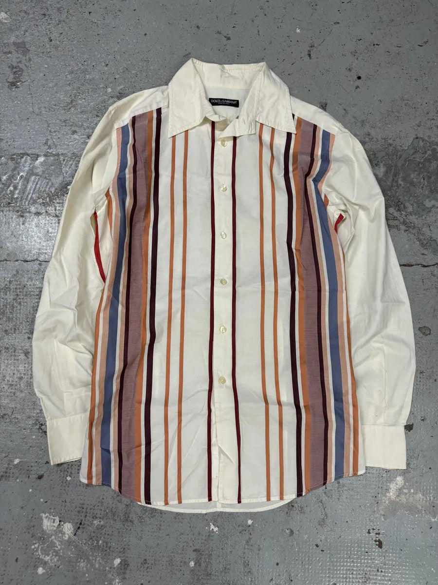 Dolce & Gabbana Vertical Lines Orange White Shirt sIHUrZf 2