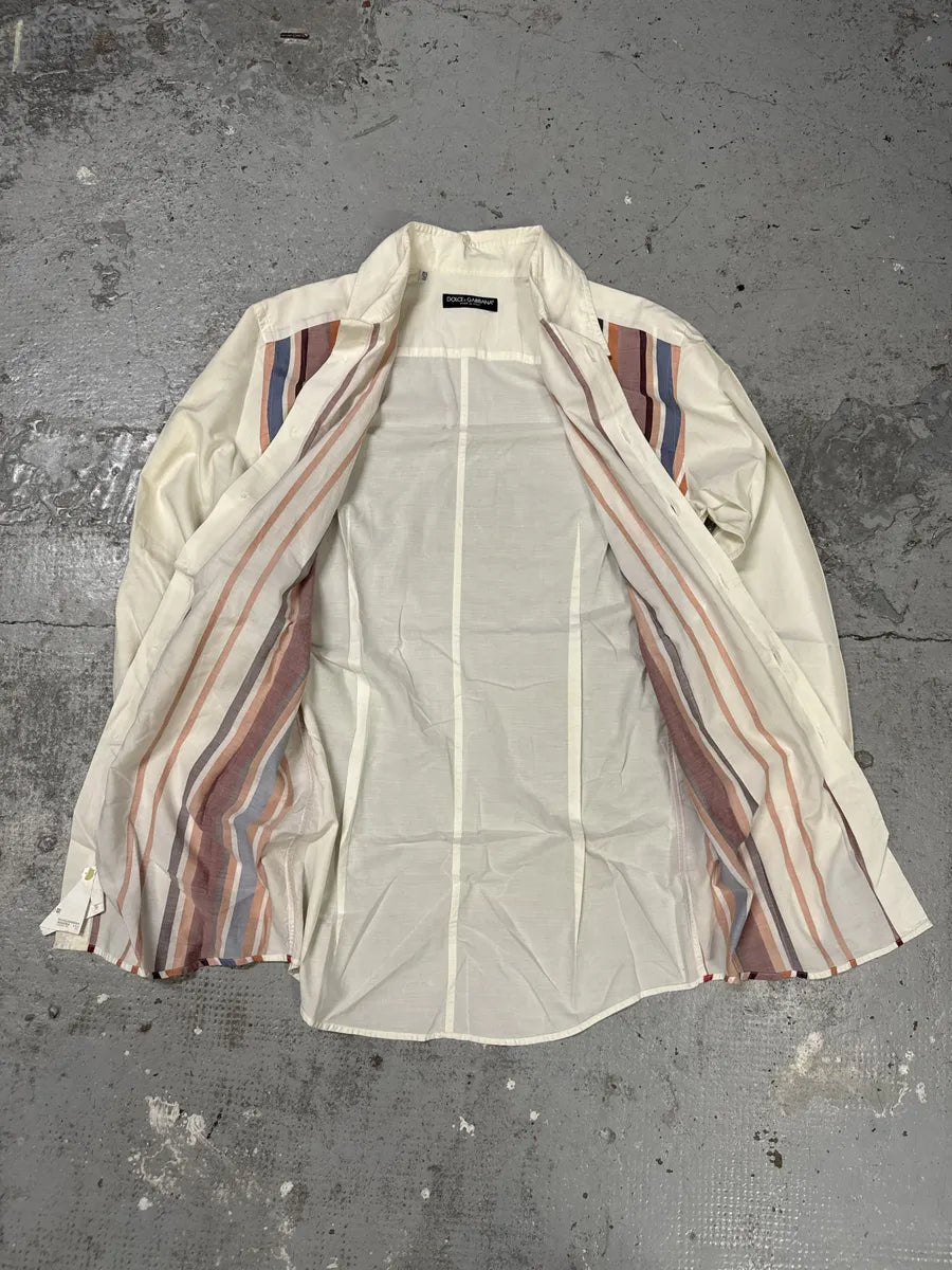 Dolce & Gabbana Vertical Lines Orange White Shirt sIHUrZf 3