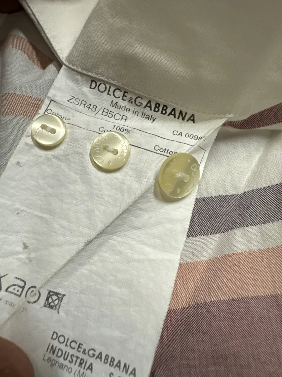 Dolce & Gabbana Vertical Lines Orange White Shirt sIHUrZf 6