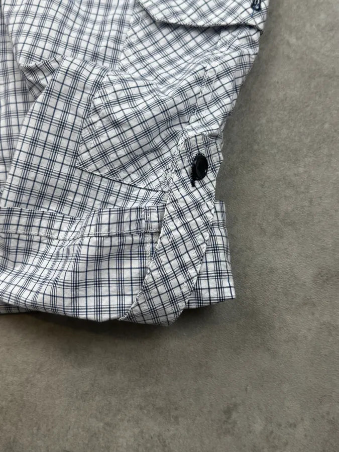 SS2004 Dolce & Gabbana White & Blue Checkered Cargo Shorts IwpXASx 8