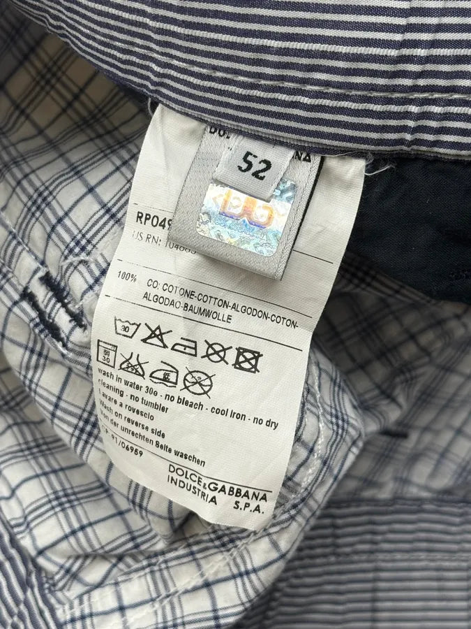 SS2004 Dolce & Gabbana White & Blue Checkered Cargo Shorts IwpXASx 10