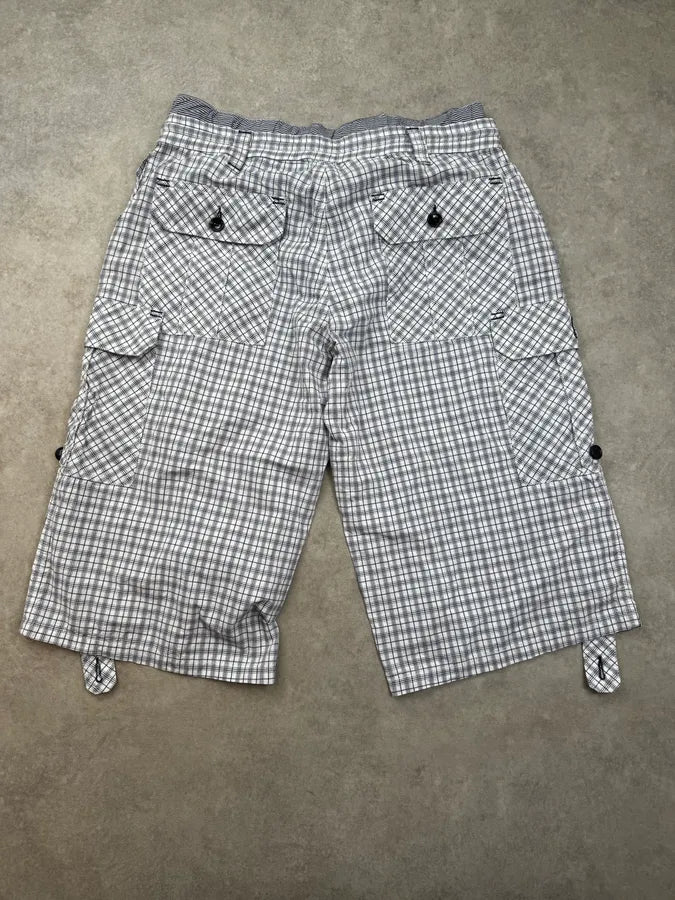 SS2004 Dolce & Gabbana White & Blue Checkered Cargo Shorts IwpXASx 4