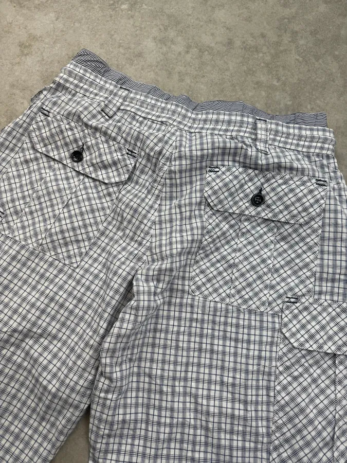 SS2004 Dolce & Gabbana White & Blue Checkered Cargo Shorts IwpXASx 6