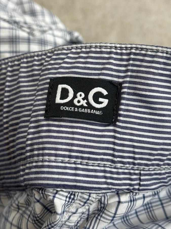 SS2004 Dolce & Gabbana White & Blue Checkered Cargo Shorts IwpXASx 9