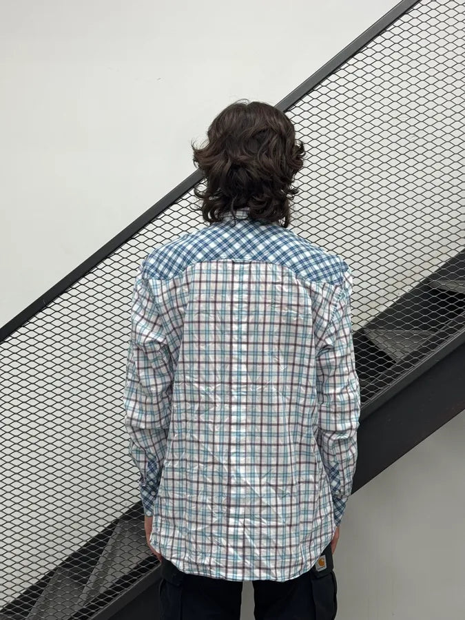 2000s Dolce & Gabbana White & Blue Regular Checkered Shirt  myjwndt 2