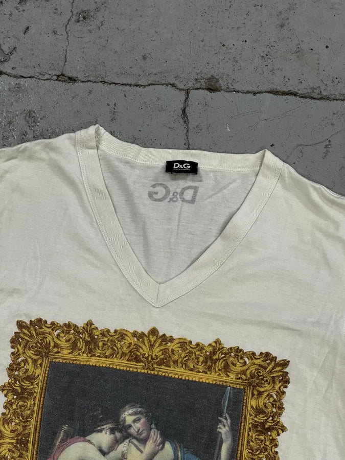 2000s Dolce & Gabbana White Télémaque & Eucharis V-Neck T-Shirt BbvuPDT 7