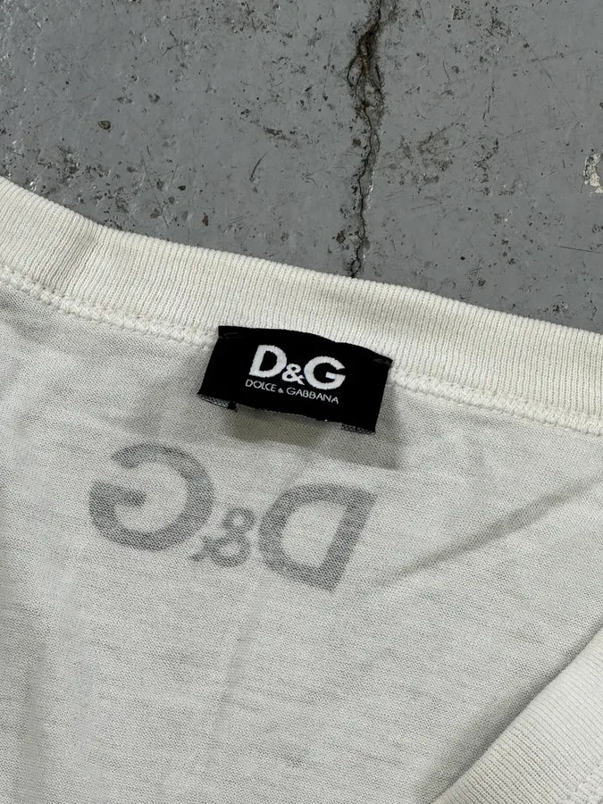 2000s Dolce & Gabbana White Télémaque & Eucharis V-Neck T-Shirt BbvuPDT 8
