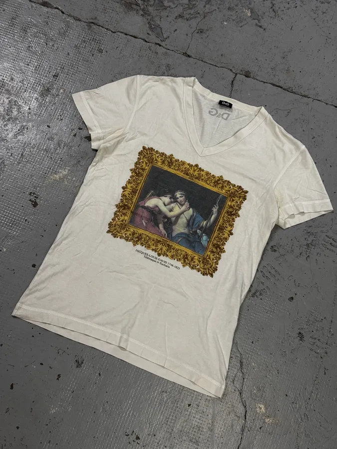 2000s Dolce & Gabbana White Télémaque & Eucharis V-Neck T-Shirt BbvuPDT 4