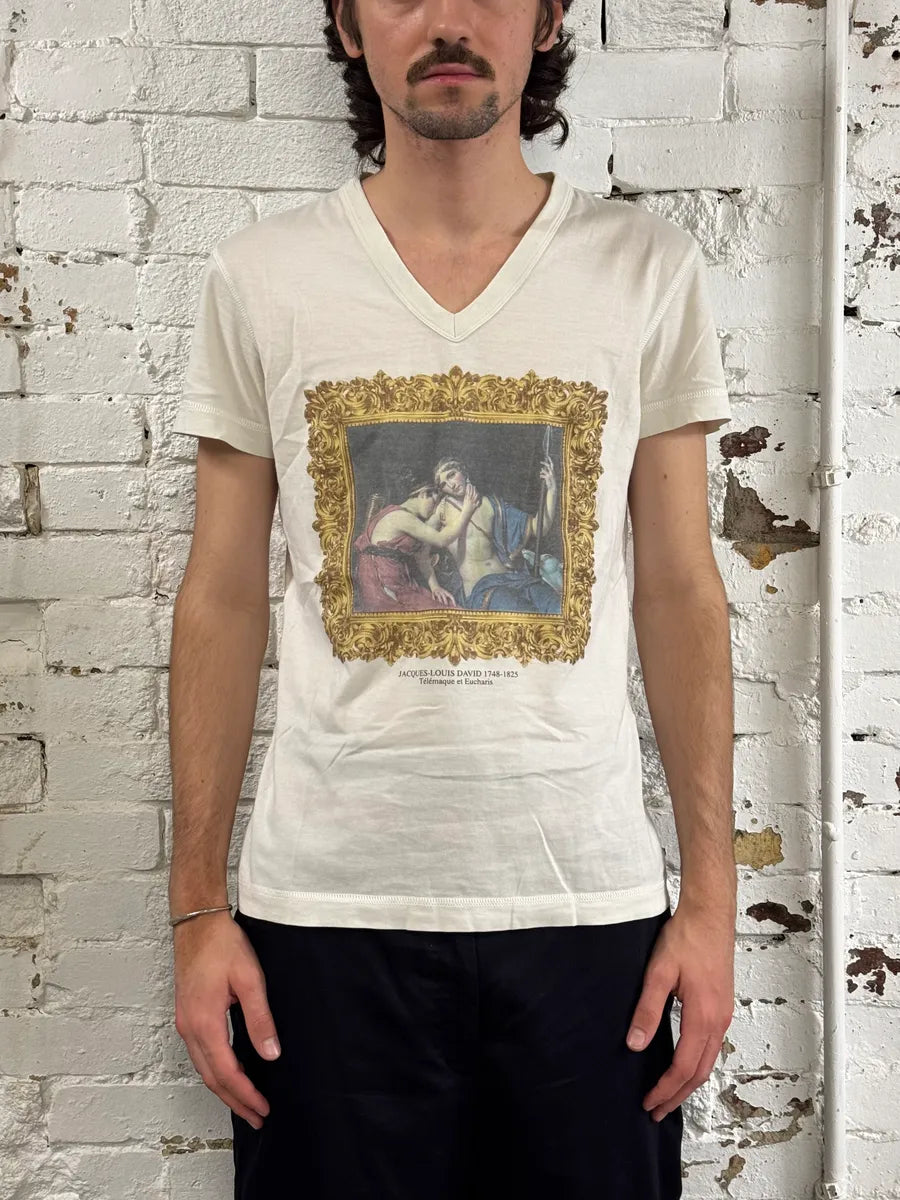 2000s Dolce & Gabbana White Télémaque & Eucharis V-Neck T-Shirt BbvuPDT 1