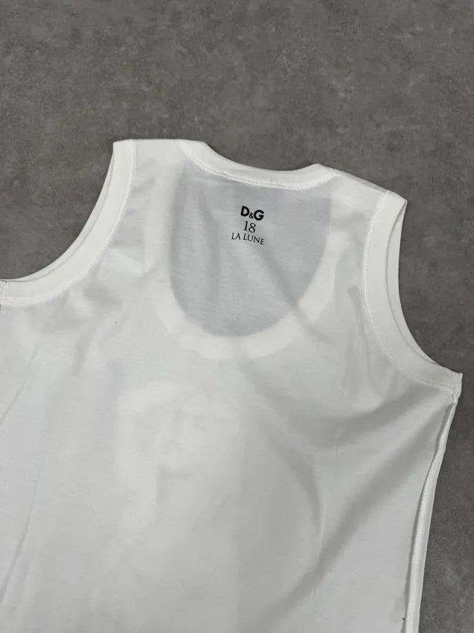 2000s Dolce & Gabbana White Claudia Schiffer Nude Portrait Tank Top bZjlupQ 5