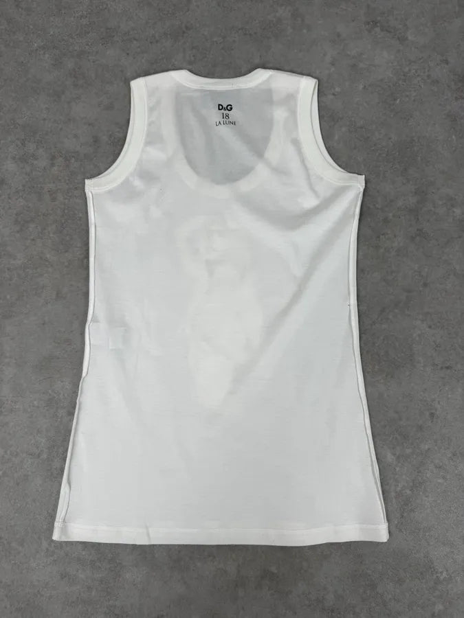 2000s Dolce & Gabbana White Claudia Schiffer Nude Portrait Tank Top bZjlupQ 3