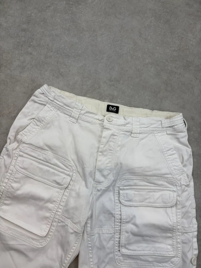 SS2004 Dolce & Gabbana White Cargo Shorts parVxgc 4
