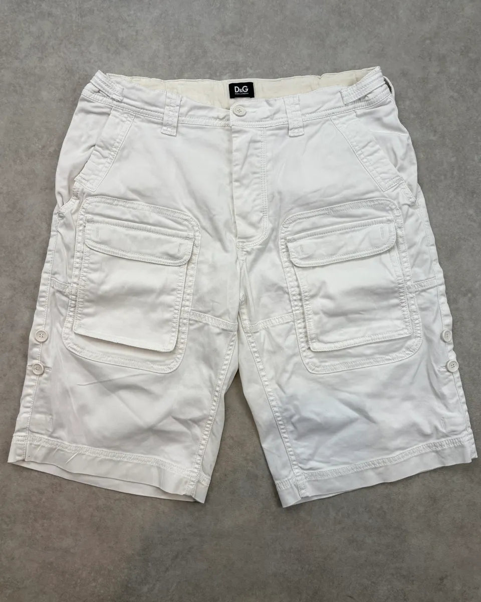 SS2004 Dolce & Gabbana White Cargo Shorts parVxgc 0