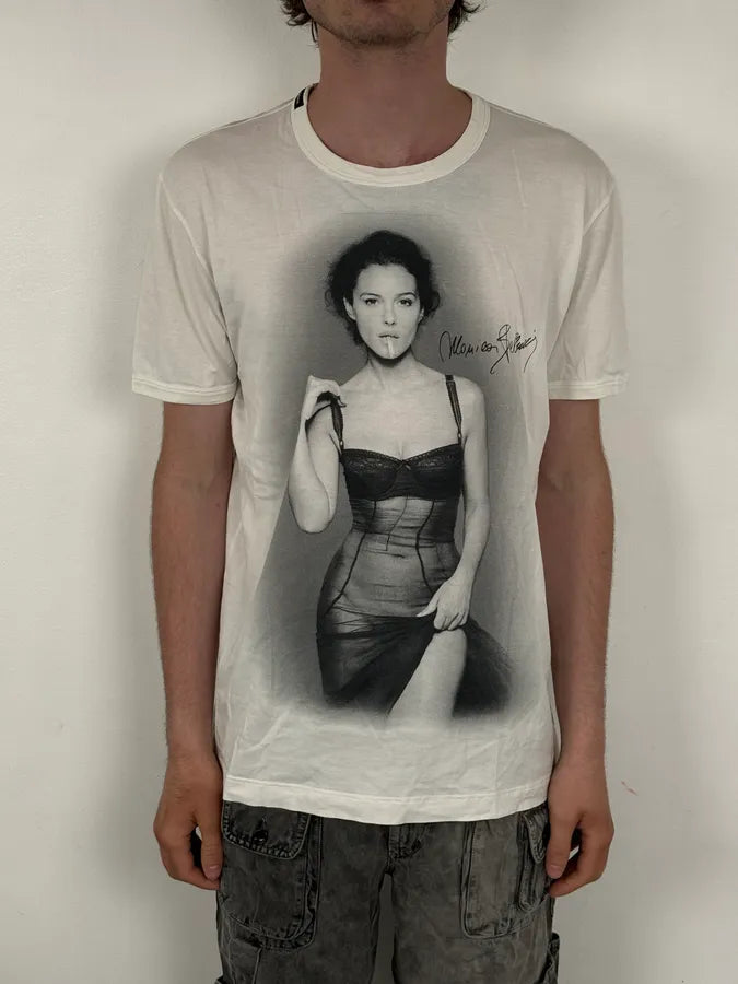 SS2010 Dolce & Gabbana White Monica Belluci Portrait T-Shirt PXrsUbi 1