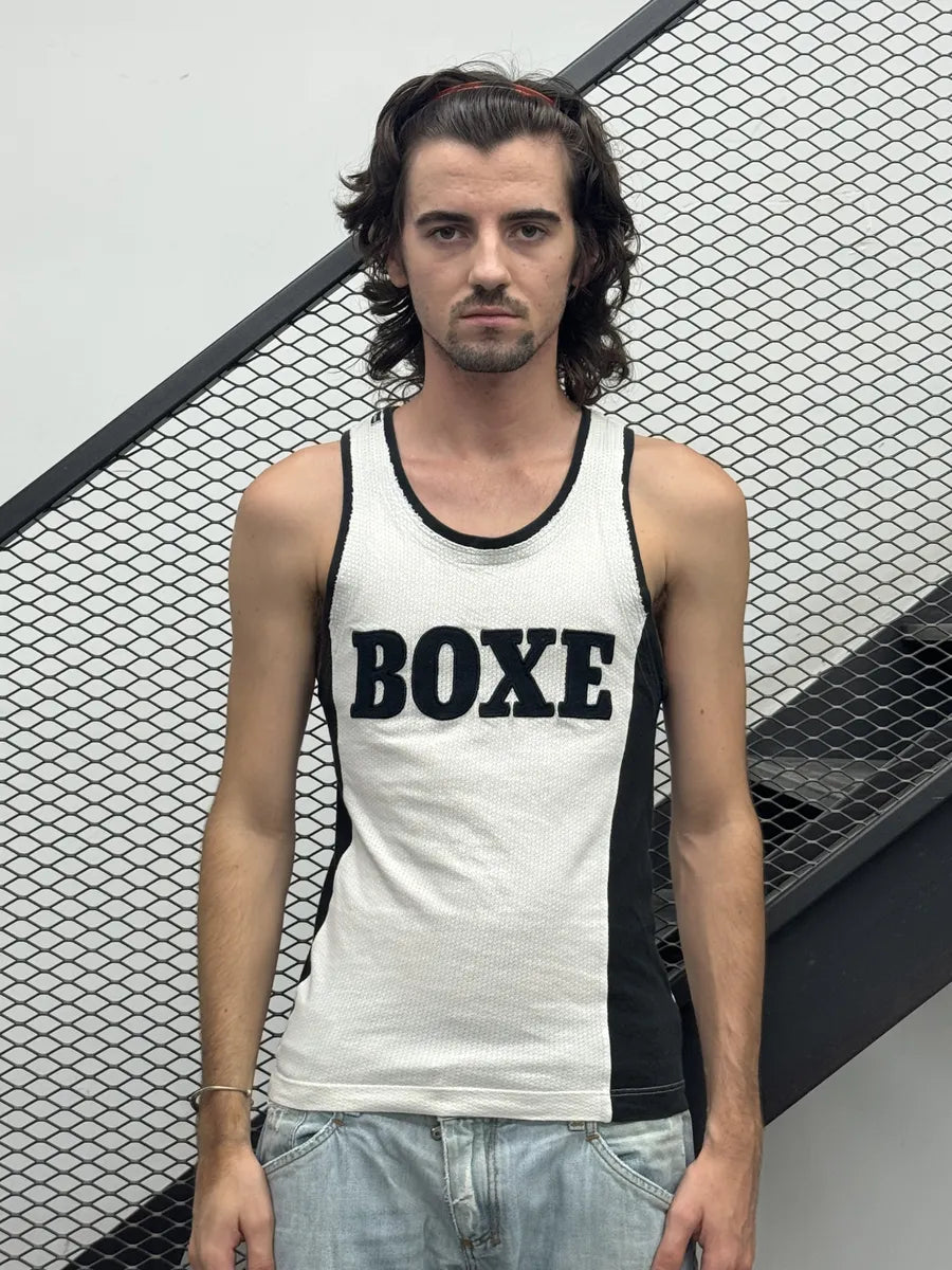 AW2006 Dolce & Gabbana White & Black Mesh Boxe Tank Top IOgcWha 1