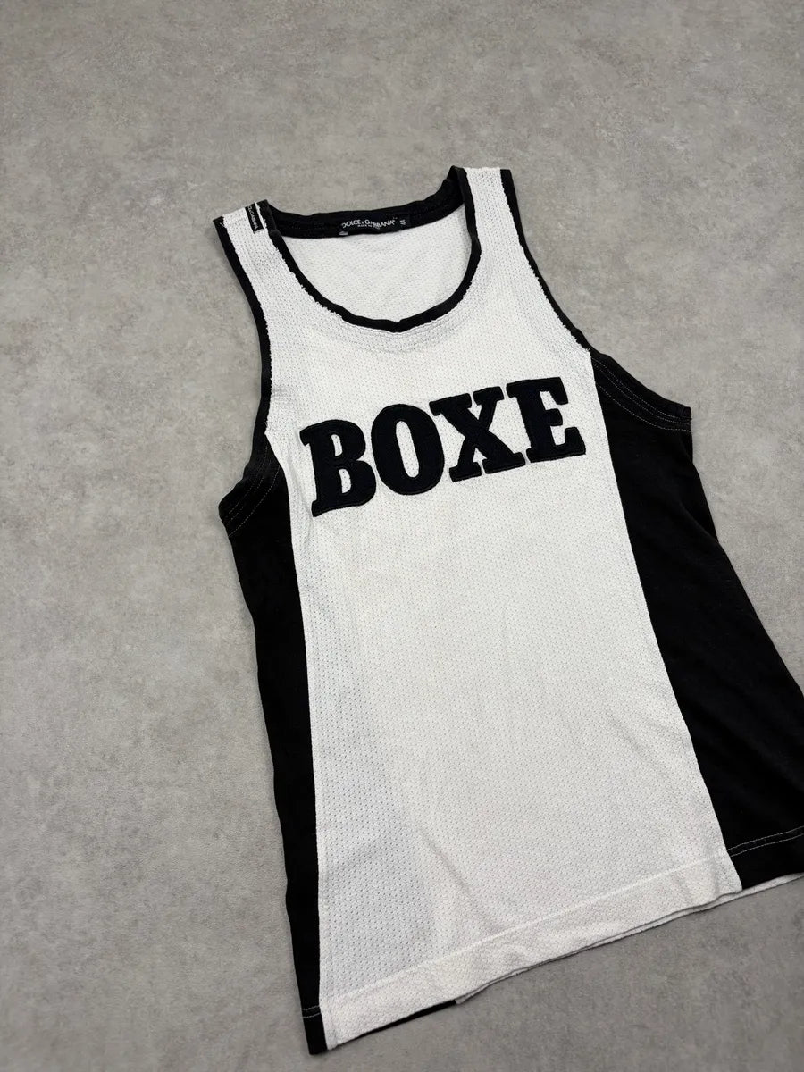 AW2006 Dolce & Gabbana White & Black Mesh Boxe Tank Top IOgcWha 3