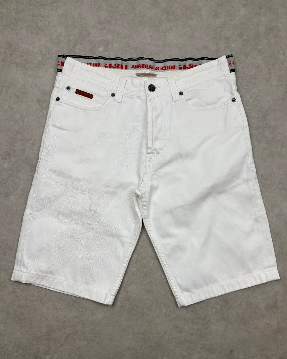 SS2003 Dolce & Gabbana White Distressed Shorts YCCTtkD 3