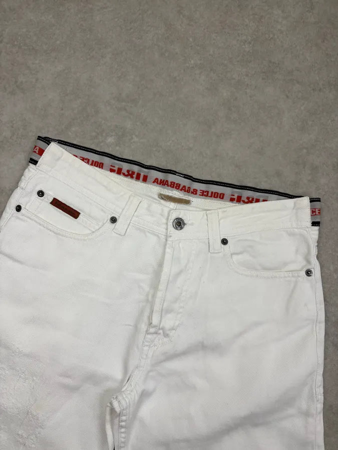 SS2003 Dolce & Gabbana White Distressed Shorts YCCTtkD 4