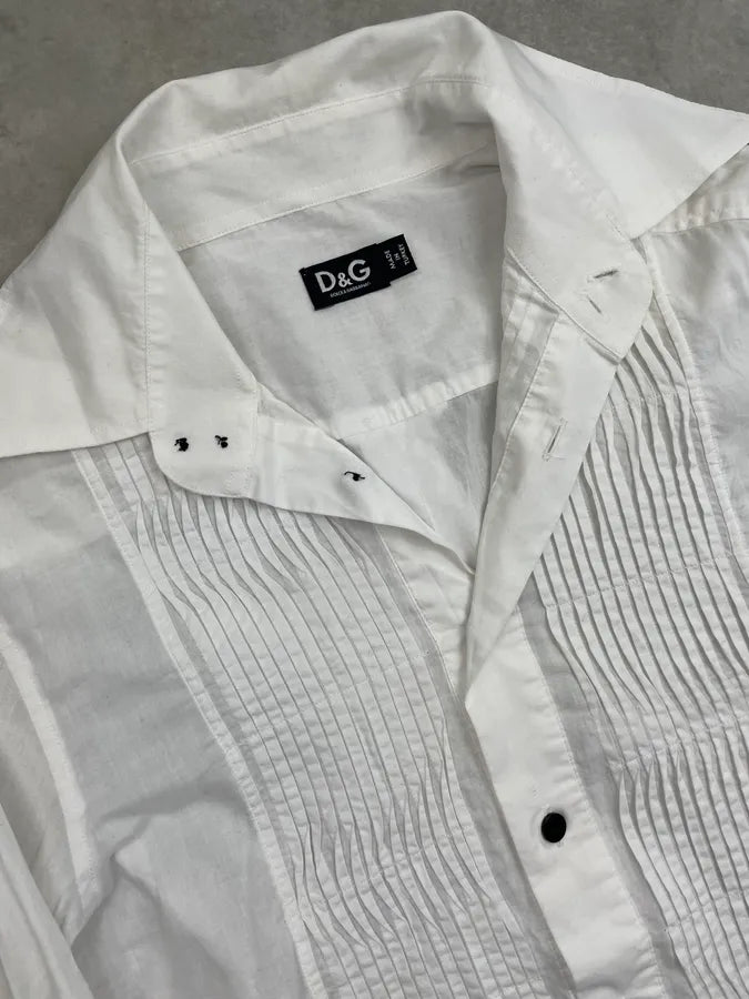 2000s Dolce & Gabbana White Pleated Button-Up Shirt vBbYamJ 4