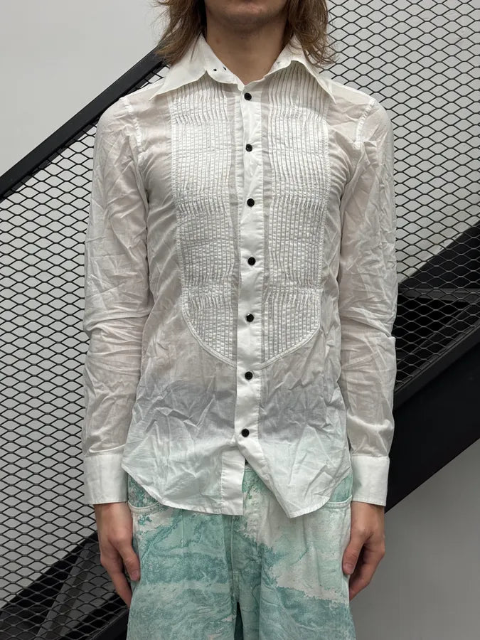 2000s Dolce & Gabbana White Pleated Button-Up Shirt vBbYamJ 2