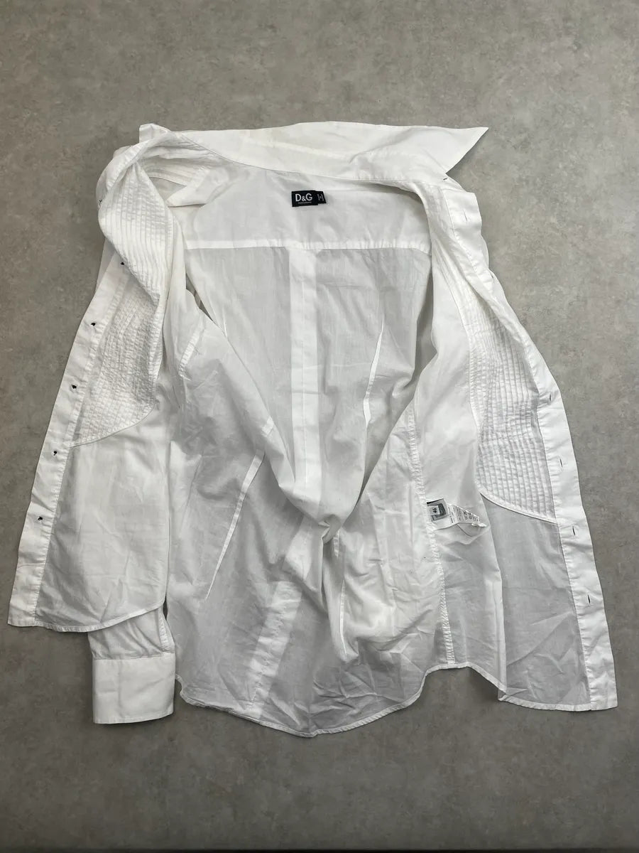 2000s Dolce & Gabbana White Pleated Button-Up Shirt vBbYamJ 8