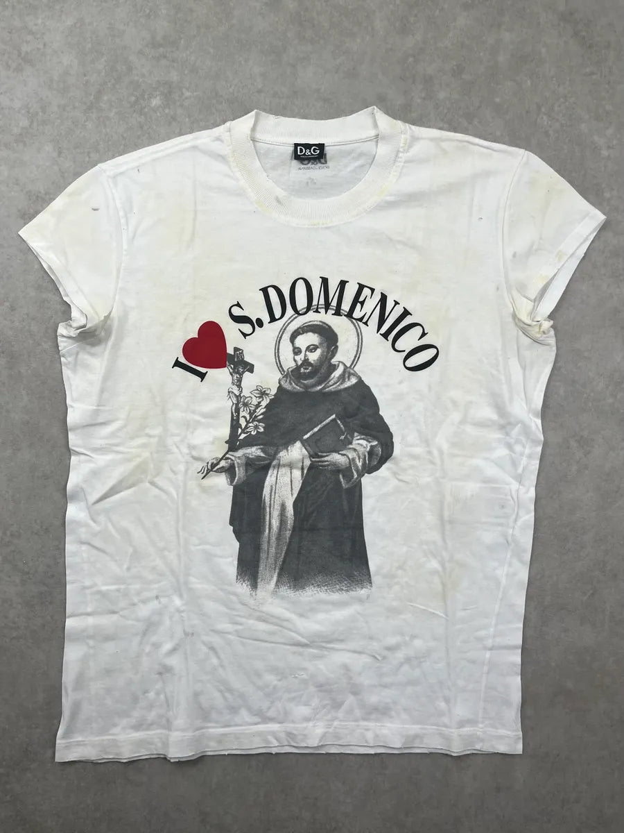 2000s Dolce & Gabbana White S.Domenico Graphic T-Shirt sxHgTpY 0
