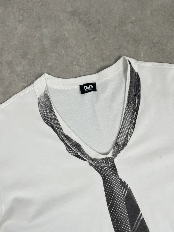 2000s Dolce & Gabbana White Tie Trompe Loeil T-Shirt CIHhFCB 4