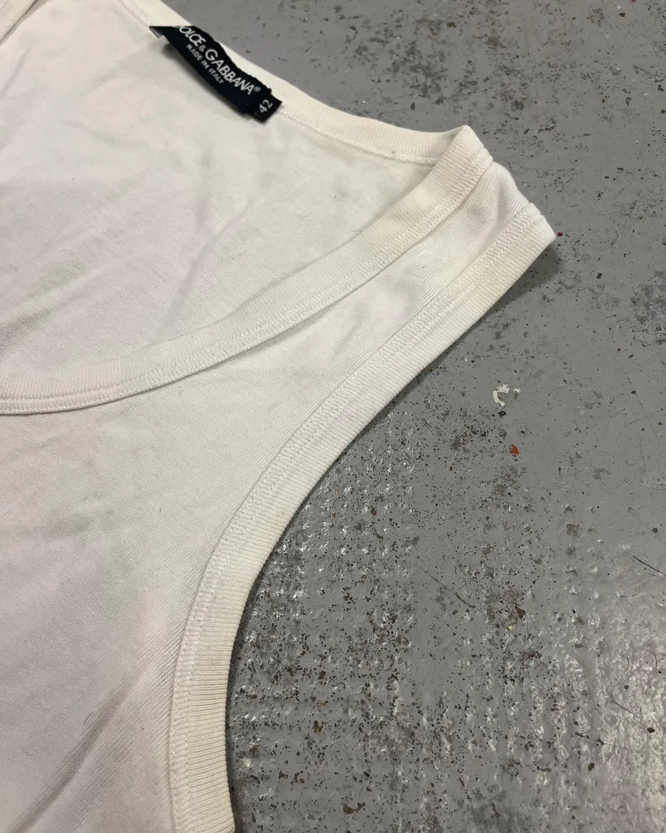 Dolce & Gabbana White Cross Embellished Tank Top osLGtyc 6