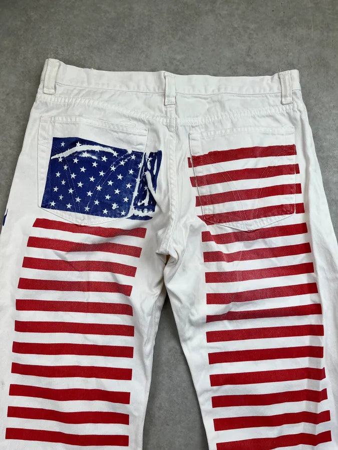 2000s Dolce & Gabbana White Denim American Flag Jeans VoqwSwk 7