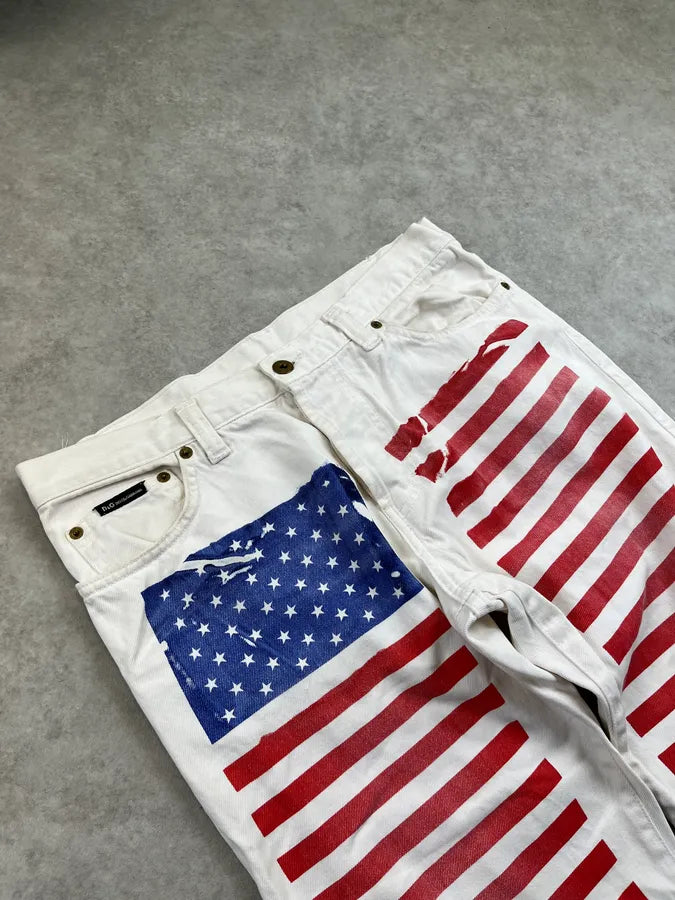 2000s Dolce & Gabbana White Denim American Flag Jeans VoqwSwk 6