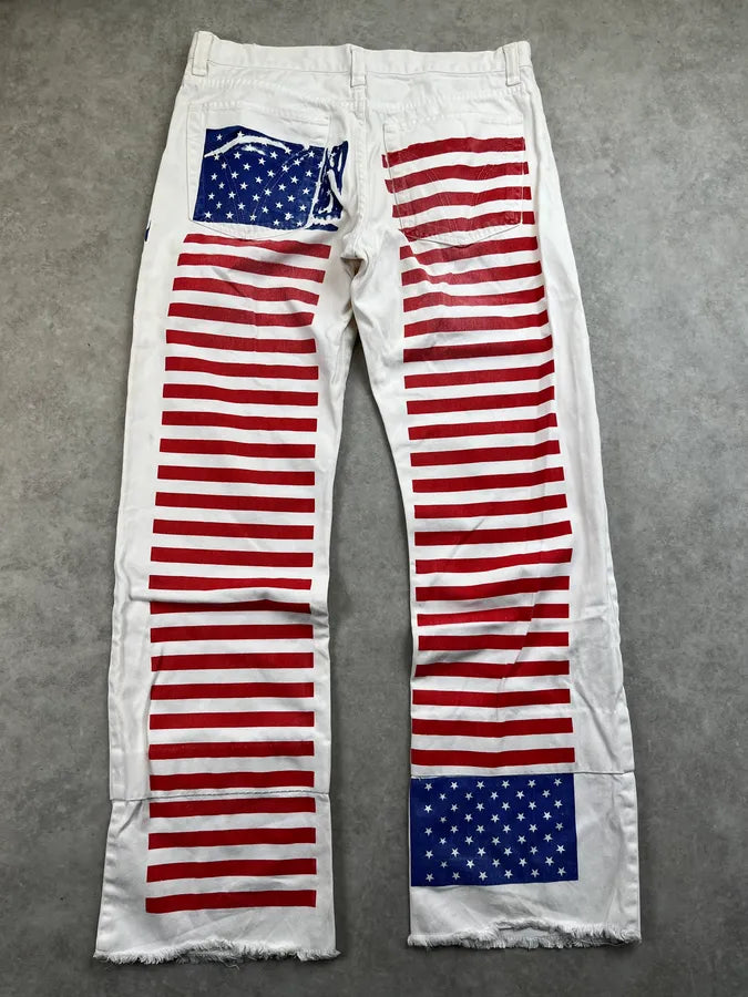 2000s Dolce & Gabbana White Denim American Flag Jeans VoqwSwk 5