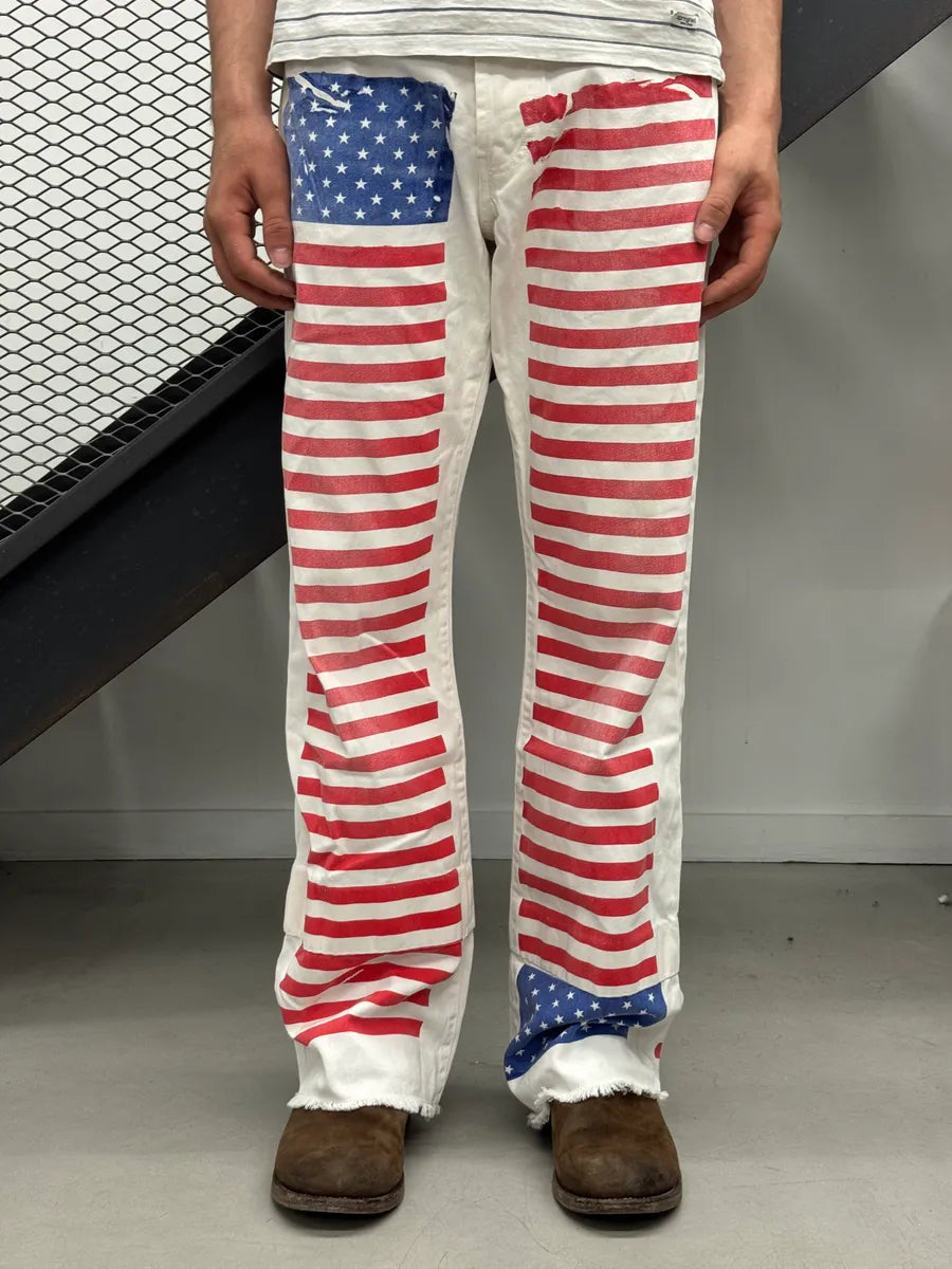 2000s Dolce & Gabbana White Denim American Flag Jeans VoqwSwk 0