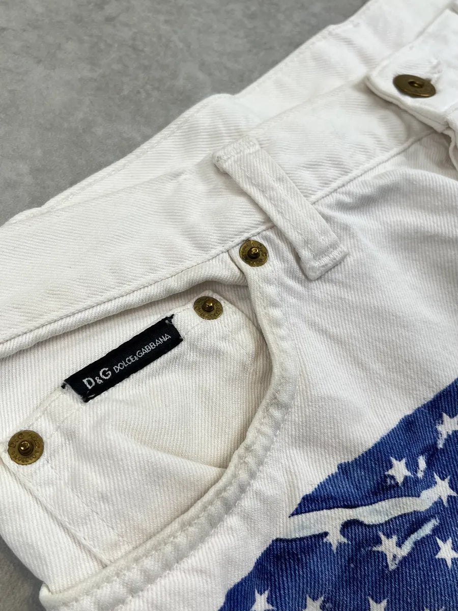 2000s Dolce & Gabbana White Denim American Flag Jeans VoqwSwk 8