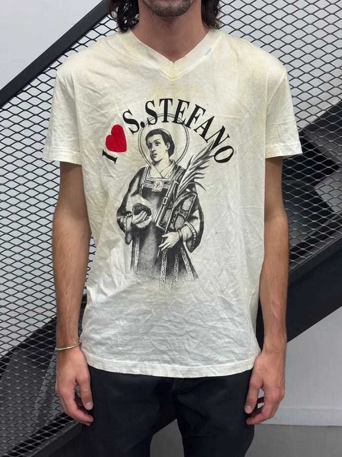 2000s Dolce & Gabbana White Holy Stefano Dirty Effect T-Shirt eRwPfLi 1