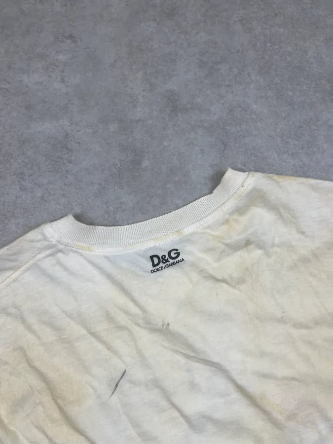 2000s Dolce & Gabbana White Holy Stefano Dirty Effect T-Shirt eRwPfLi 5