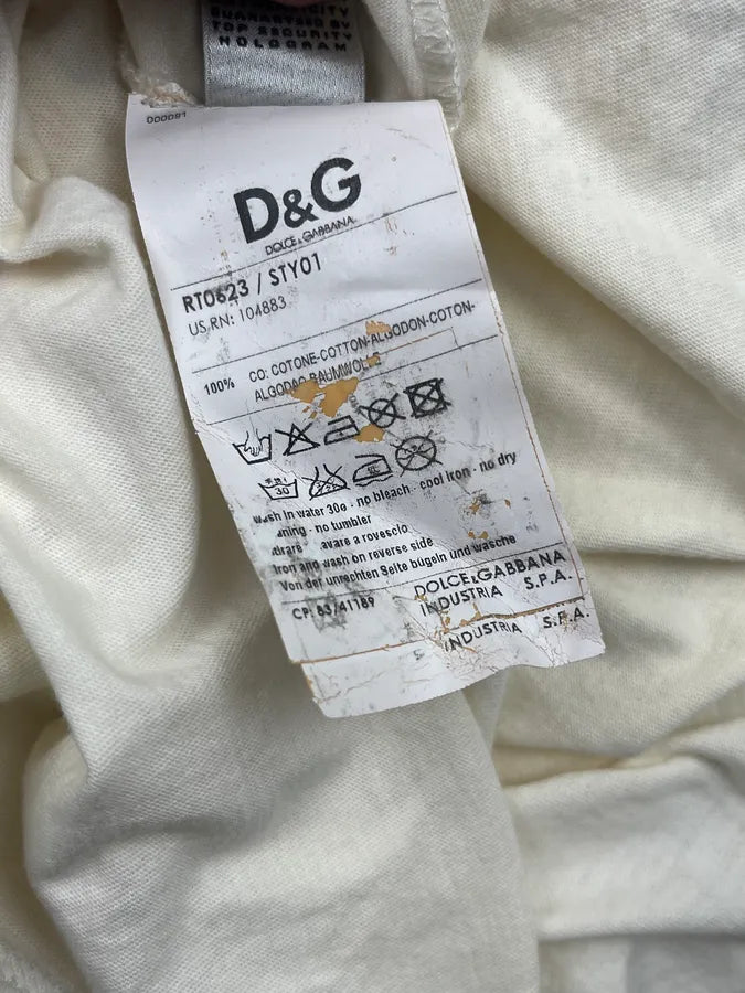 2000s Dolce & Gabbana White Holy Stefano Dirty Effect T-Shirt eRwPfLi 9