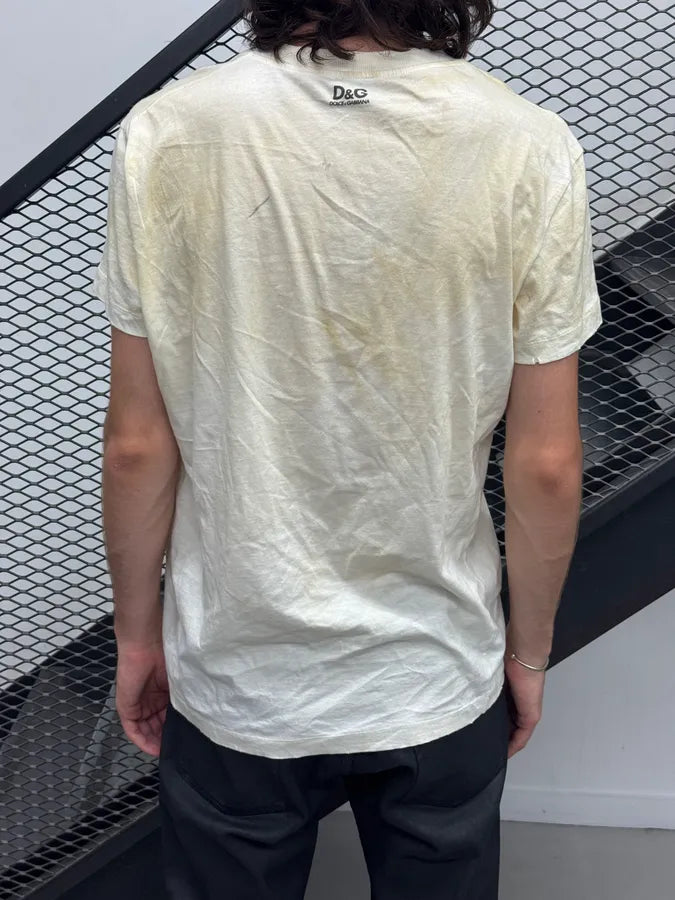 2000s Dolce & Gabbana White Holy Stefano Dirty Effect T-Shirt eRwPfLi 2
