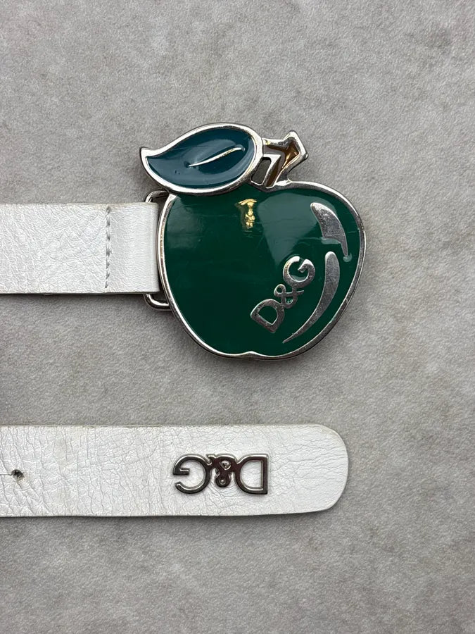 2000s Dolce & Gabbana White Leather Strawberry Belt jqAPErf 3