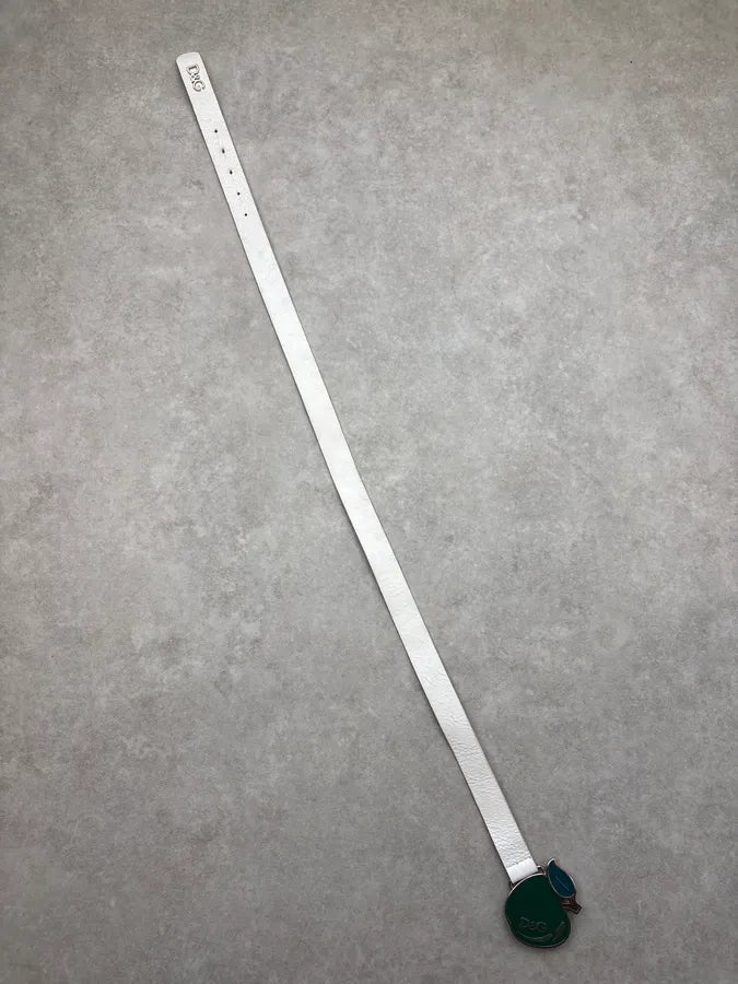 2000s Dolce & Gabbana White Leather Strawberry Belt jqAPErf 5