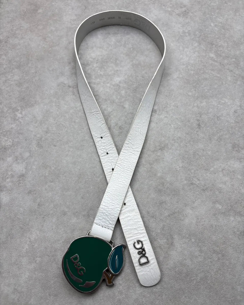 2000s Dolce & Gabbana White Leather Strawberry Belt jqAPErf 2