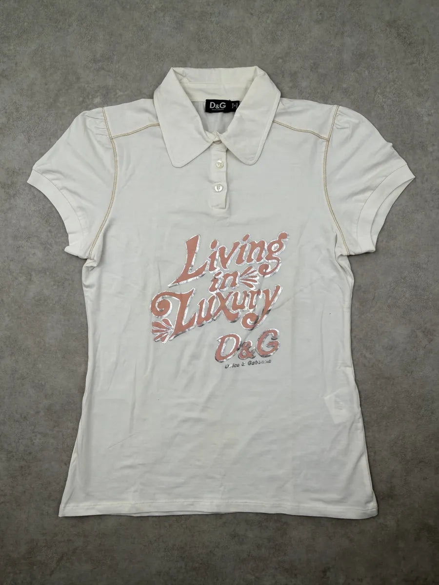 SS2006 Dolce & Gabbana White Shinny Living Polo dBvgeAE 2