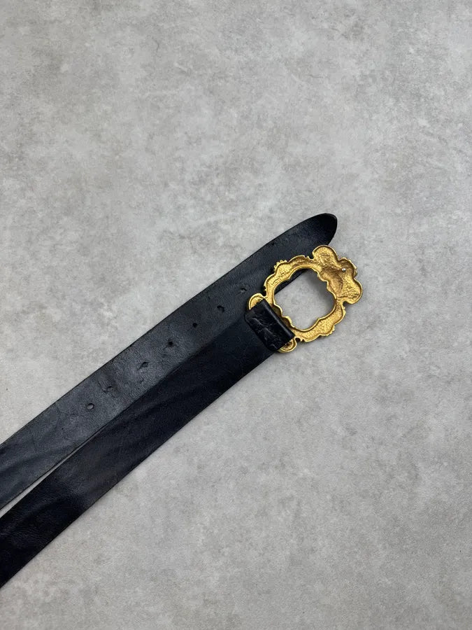 AW2006 Dolce & Gabbana Black Leather Baroque Angel Belt BIVnKKR 6