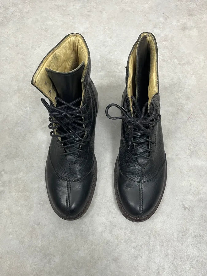 1990s Dolce & Gabbana Black Combat Leather Boots KyGLnVu 1